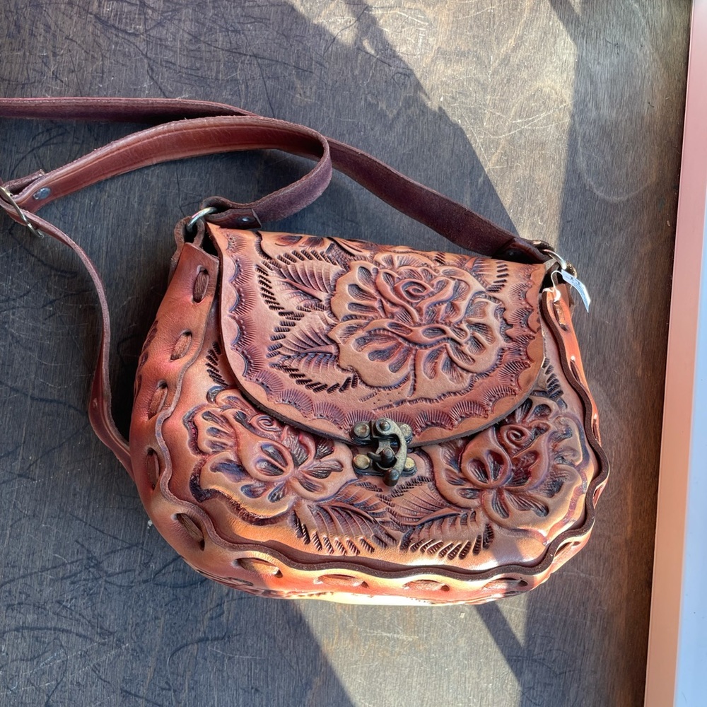 Authentic 100% Leather handmade in Mexico printed satchel Bag